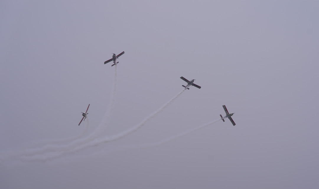 币游国际四机航行编队惊艳尧城（太原）国际通用航空航行大会