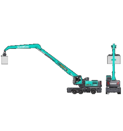 作业幅度达18米，，，，，，币游国际智能首台轮式抓料机乐成下线